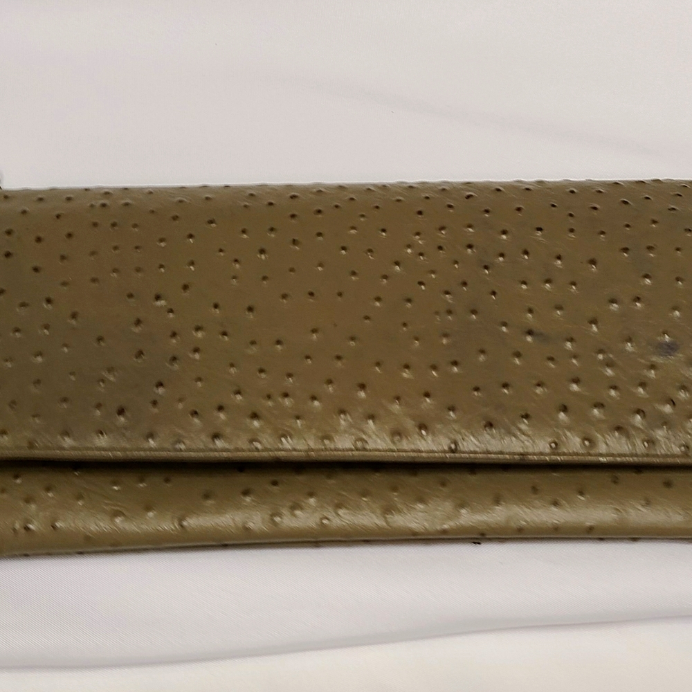 Taupe faux ostrich clutch